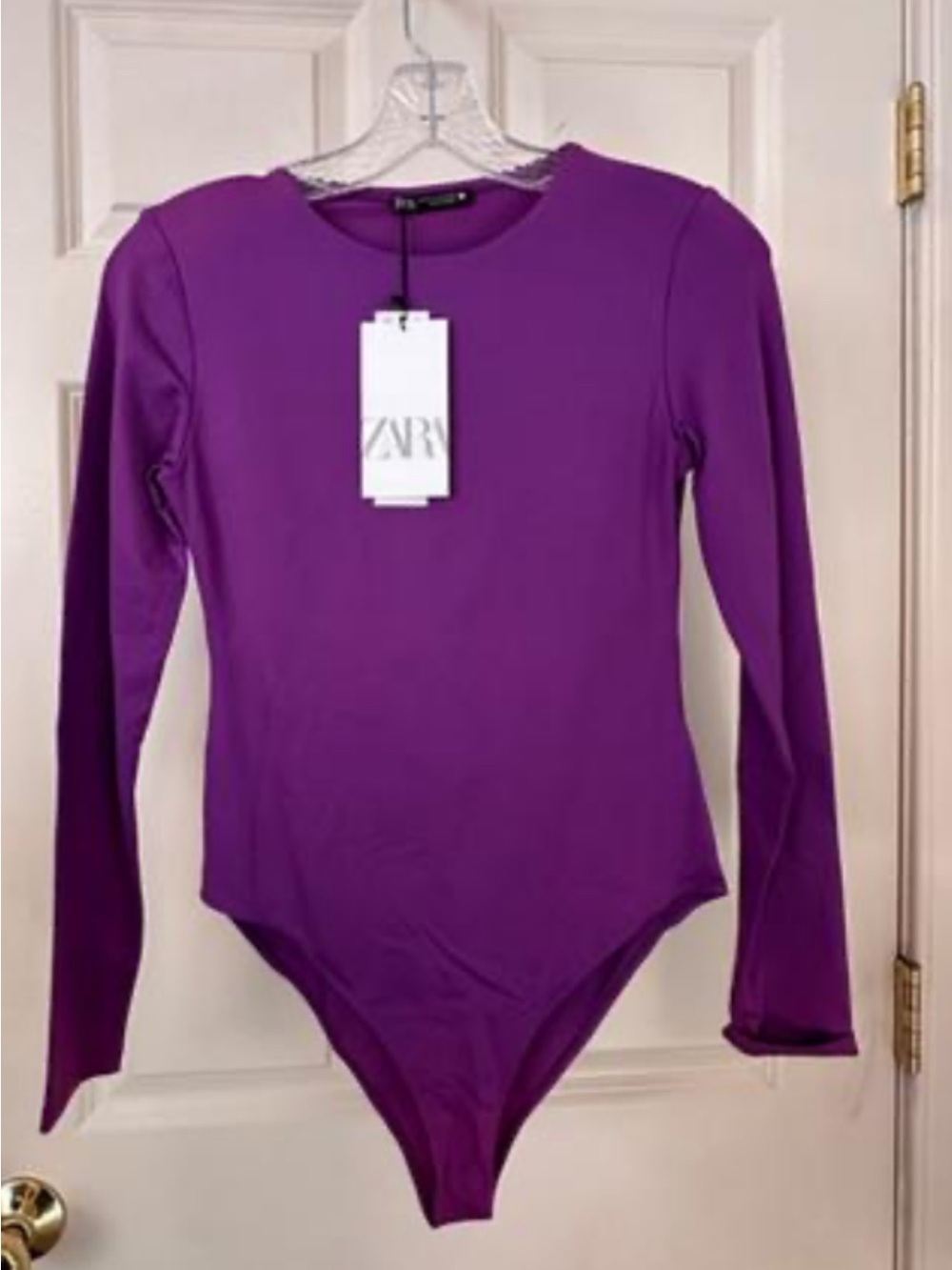Zara Purple Long-Sleeve Fitted Bodysuit